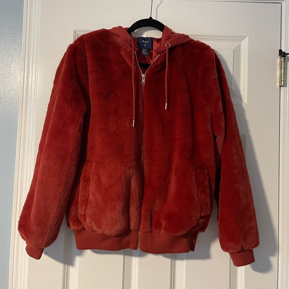 Forever 21 Faux Fur Bomber Jacket - M